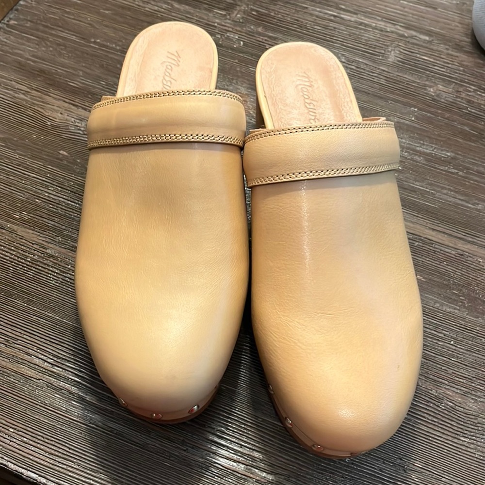 NWOB Madewell The Cecily Clog in Oiled Leather Dried Straw Women's Size 8